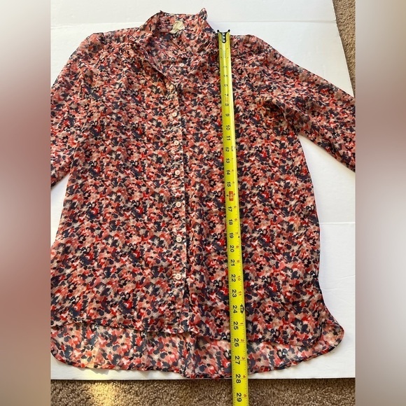 Anthropologie Pins & Needles Sheer Button Up Top Size XS multicolor - Picture 5 of 9